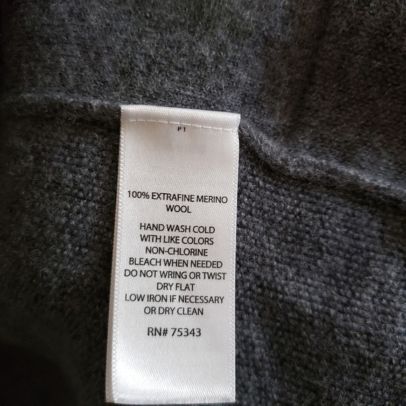 Adrienne Vittadini 100% Extra Fine Merino Wool Grey Open Front Cardigan Small - Picture 3 of 4